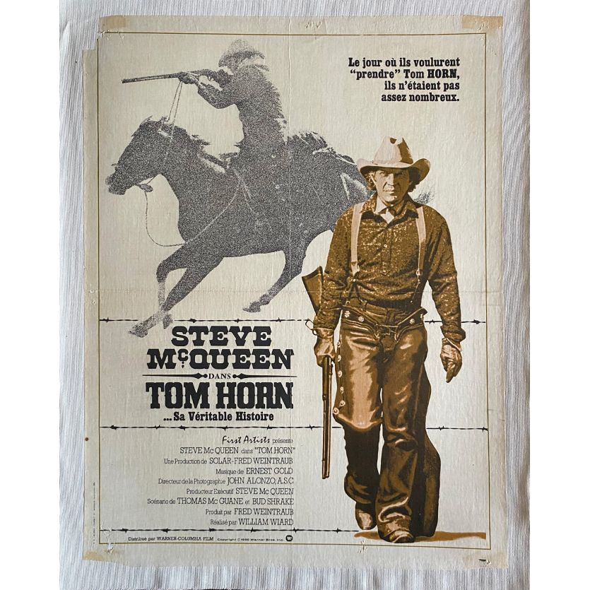 TOM HORN Affiche de film entoilée- 40x60 cm. - 1980 - Steve McQueen, William Wiard