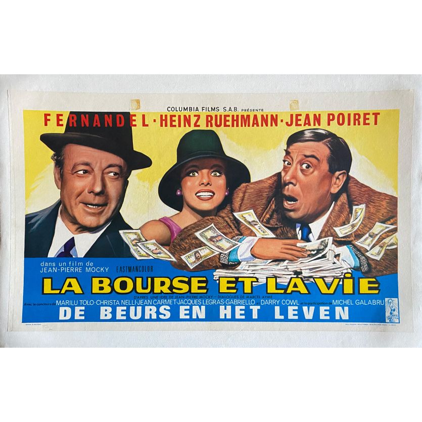 YOUR MONEY OR YOUR LIFE Linen Movie Poster- 14x21 in. - 1966 - Jean-Pierre Mocky, Fernandel