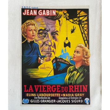 LA VIERGE DU RHIN Linen Movie Poster- 14x21 in. - 1953 - Gilles Grangier, Jean Gabin