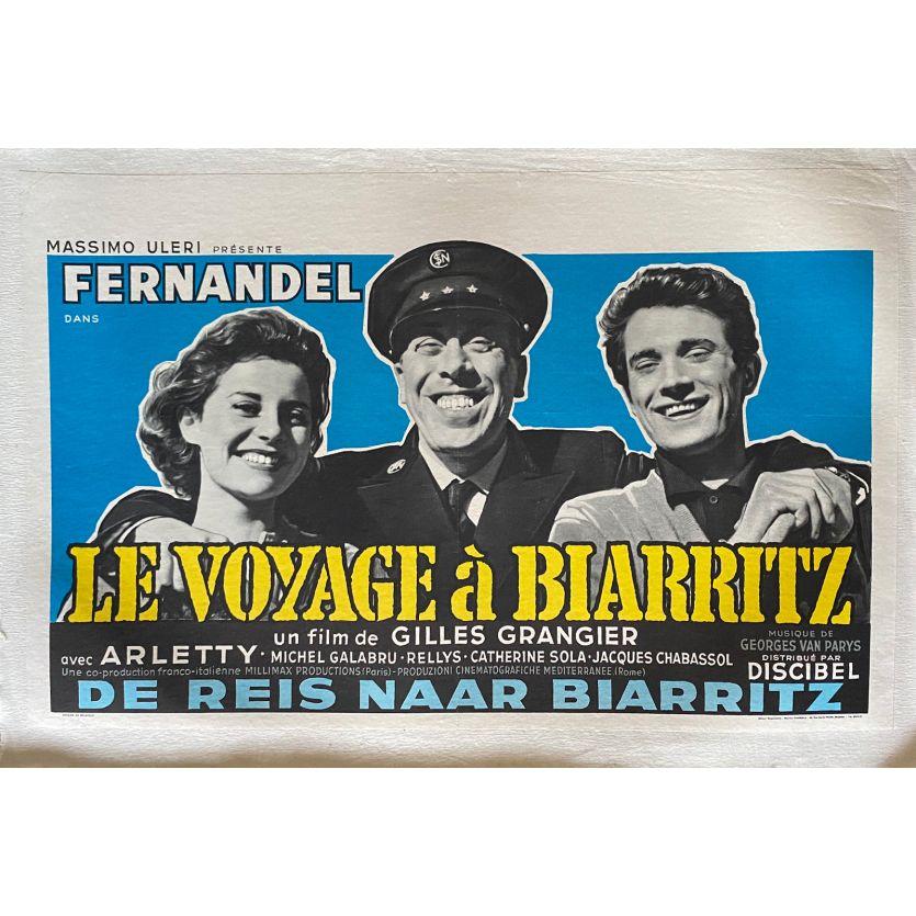 LE VOYAGE A BIARRITZ Affiche de film entoilée- 35x55 cm. - 1963 - Fernandel, Gilles Grangier