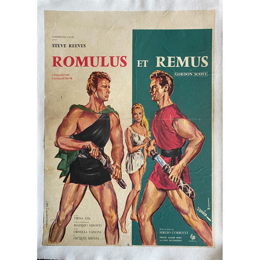 DUEL OF THE TITANS Linen Movie Poster- 14x21 in. - 1961 - Sergio Corbucci, Steve Reeves