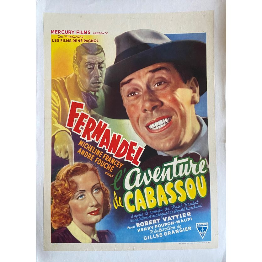 L'AVENTURE DE CABASSOU Linen Movie Poster- 14x21 in. - 1946 - Gilles Grangier, Fernandel