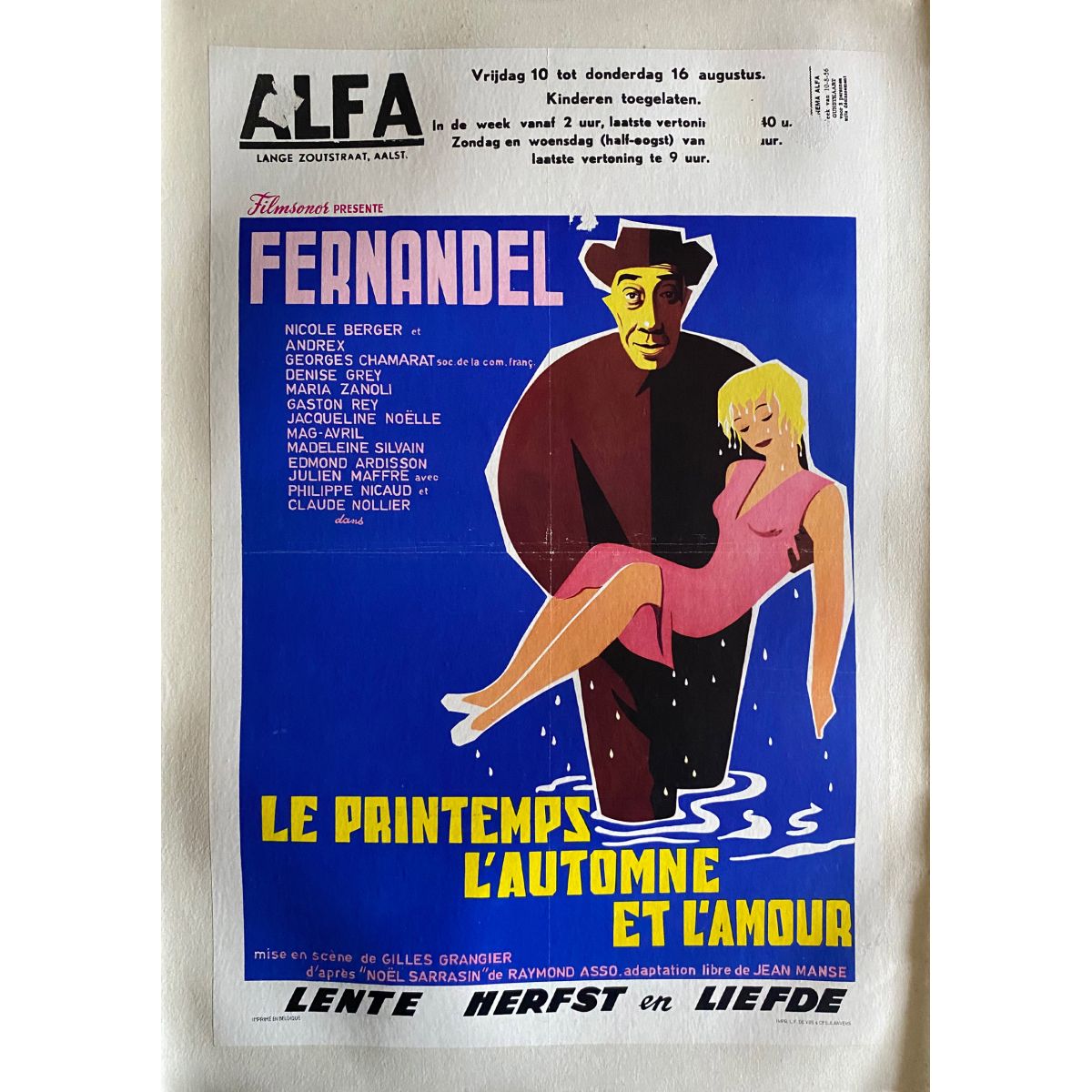 Couche moi Dans Le Sable Et Fais Jaillir Ton Pétrole SPRING, AUTUMN AND LOVE Belgian Linen Movie Poster - 14x21 in. - 1955