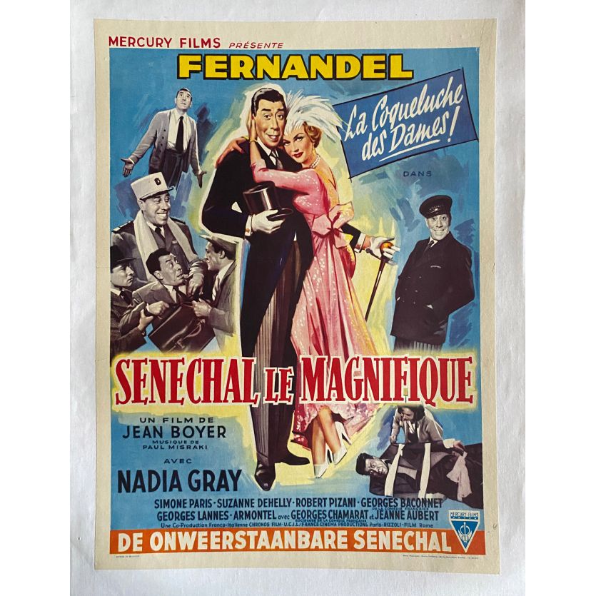 SENECHAL THE MAGNIFICENT Linen Movie Poster- 14x21 in. - 1957 - Jean Boyer, Fernandel