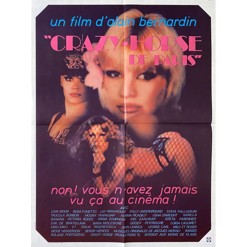 CRAZY HORSE DE PARIS Affiche de film- 60x80 cm. - 1977 - John Lennox, Alain Bernardin