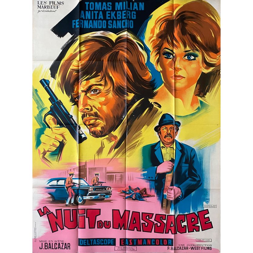 CRONICA DE UN ATRACO Movie Poster Litho - 47x63 in. - 1968 - Jaime Jesús Balcázar, Tomas Milian, Anita Ekberg