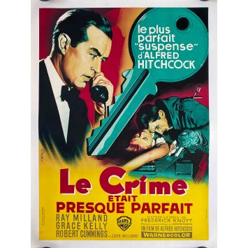 LE CRIME ETAIT PRESQUE PARFAIT Affiche de film entoilée- 60x80 cm. - 1954/R1962 - Grace Kelly, Alfred Hitchcock