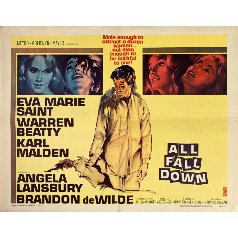 ALL FALL DOWN Movie Poster- 21x28 in. - 1962 - John Frankenheimer, Warren Beatty, Eva Marie Saint