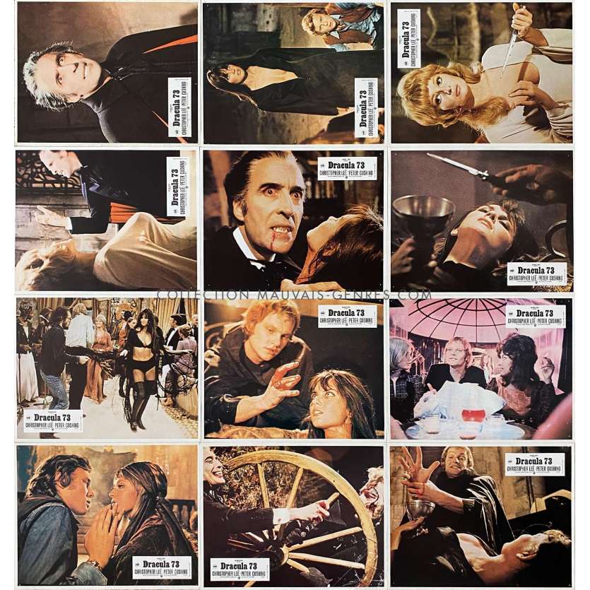 DRACULA A.D. 72 Lobby Cards x12 - 9x12 in. - 1972 - Alan Gibson, Christopher Lee, Peter Cushing