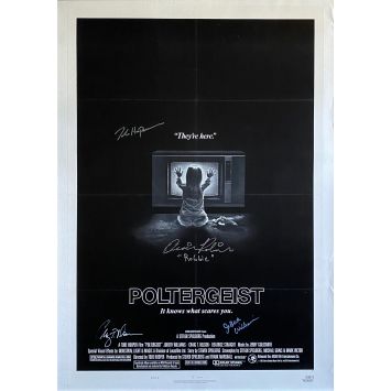 POLTERGEIST Affiche américaine signee par TOBE HOOPER et le casting - Entoilée - 1982 