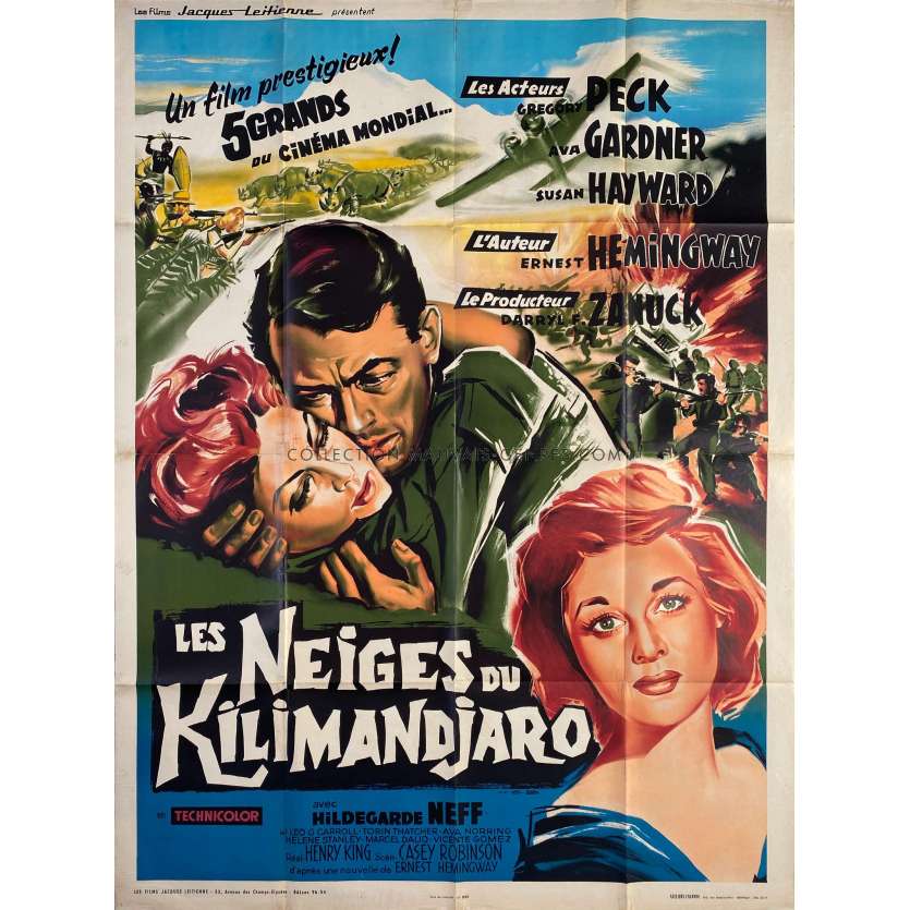 THE SNOWS OF KILIMANDJARO Movie Poster- 47x63 in. - 1952/R1962 - Henry King, Gregory Peck, Susan Hayward