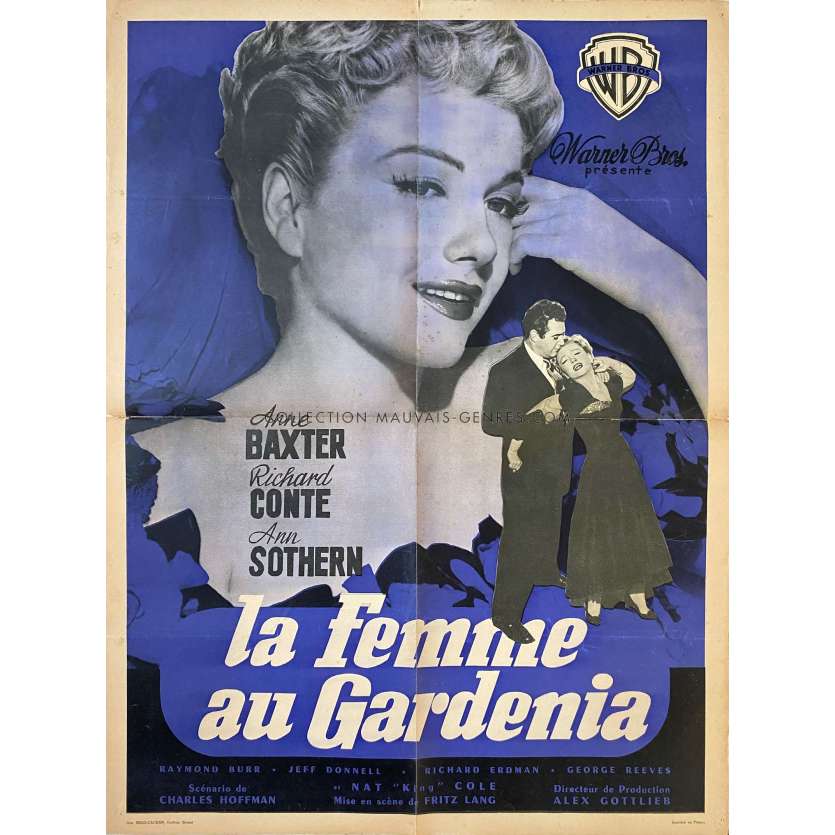 LA FEMME AU GARDENIA Affiche de film LITHO. - 60x80 cm. - 1953 - Anne Baxter, Fritz Lang