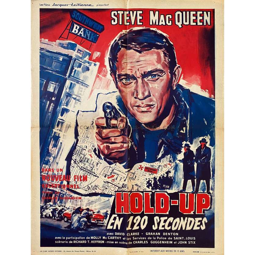 HOLD UP EN 120 SECONDES Affiche de film- 60x80 cm. - 1959 - Steve McQueen, Charles Guggenheim