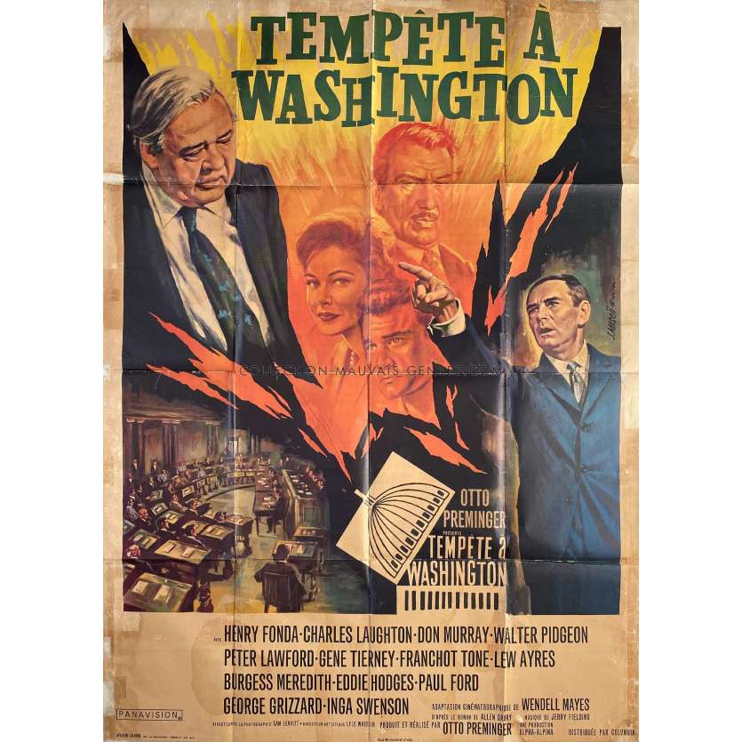 TEMPETE A WASHINGTON Affiche de film- 120x160 cm. - 1962 - Henry Fonda, Otto Preminger