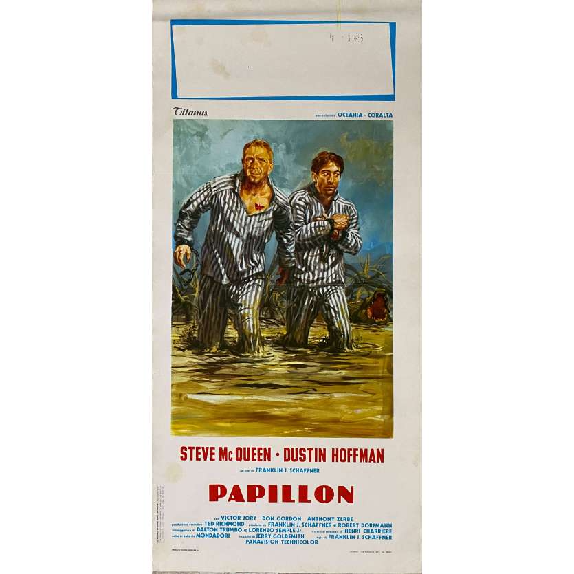 PAPILLON Affiche de film- 33x71 cm. - 1973 - Steve McQueen, Franklin J. Schaffner