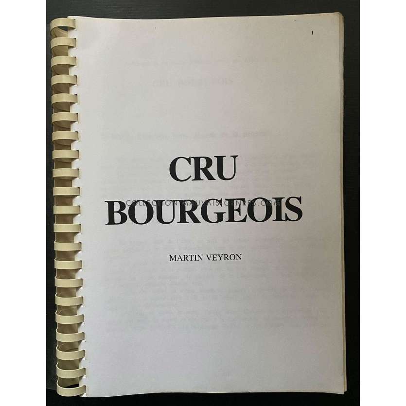 CRU BOURGEOIS Movie Script 158p - 9x12 in. - 1998 - Martin Veyron