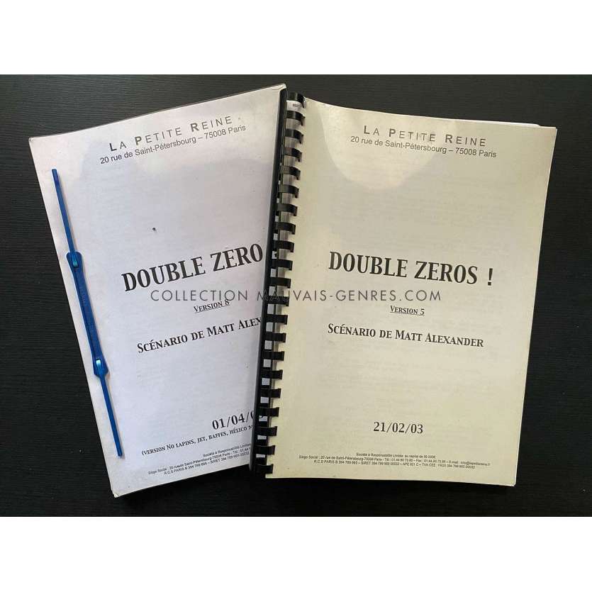 DOUBLE ZÉRO Movie Scripts V5-104p, V8-101p - 9x12 in. - 2004 - Gérard Pirès, Eric Judor, Ramzy Bedia