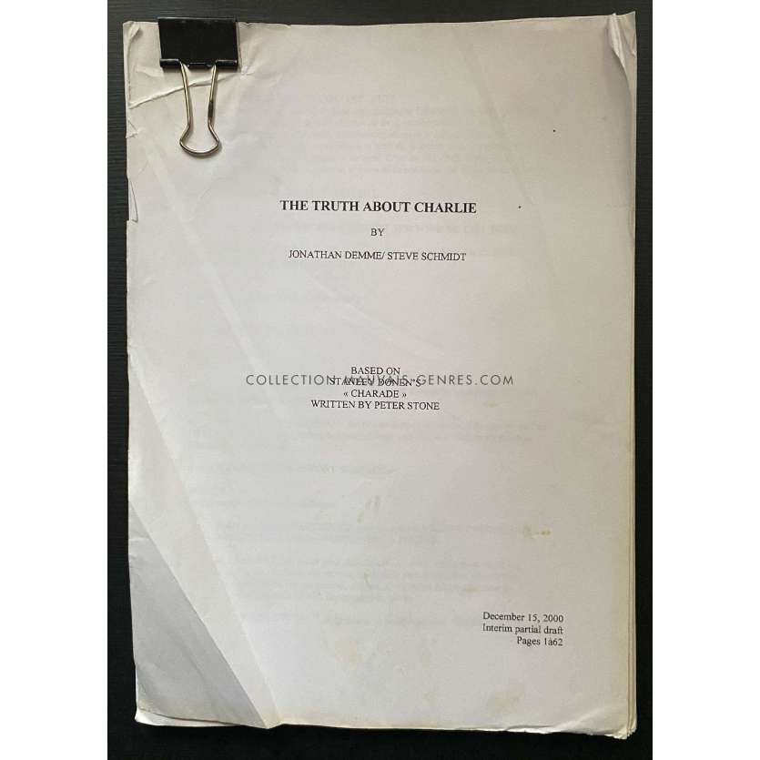 THE TRUTH ABOUT CHARLIE Movie Script En français, 64p - 9x12 in. - 2002 - Jonathan Demme, Mark Wahlberg