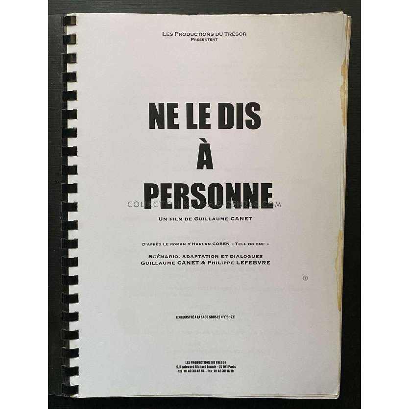 TELL NO ONE Movie Script 118p - 9x12 in. - 2006 - Guillaume Canet, François Cluzet