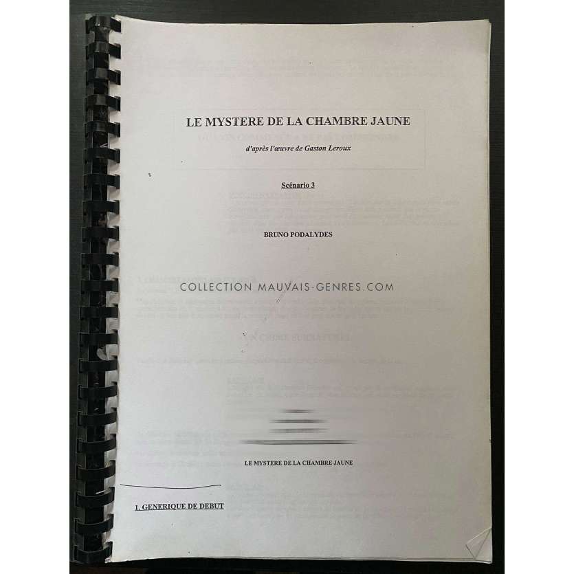 THE MISTERY OF THE YELLOW ROOM Movie Script 75p - 9x12 in. - 2003 - Bruno Podalydès, Denis Podalydès