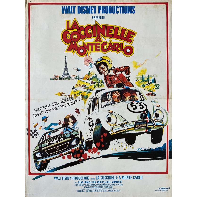 LA COCCINELLE A MONTE-CARLO affiche de film- 40x54 cm. - 1977 - Dean Jones, Don Knotts, Walt Disney