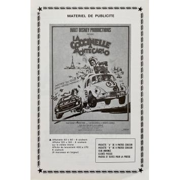 LA COCCINELLE A MONTE-CARLO Dossier de presse 4p - 24x30 cm. - 1977 - Dean Jones, Don Knotts, Walt Disney