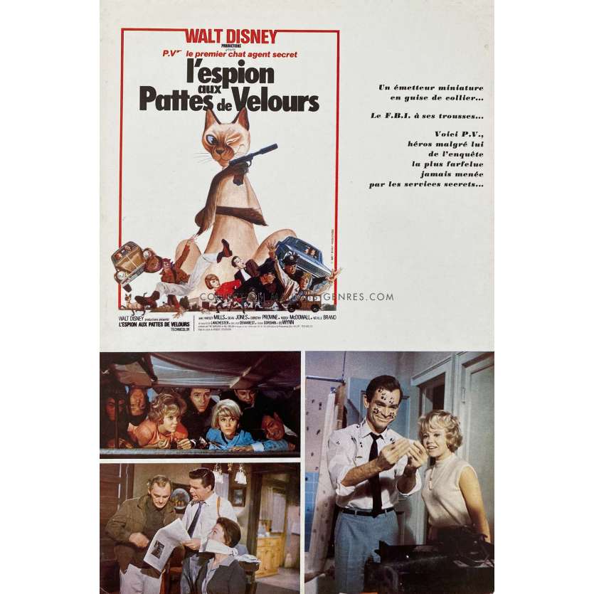 L'ESPION AUX PATTES DE VELOURS Synopsis 2p - 24x30 cm. - 1965 - Dean Jones, Walt Disney