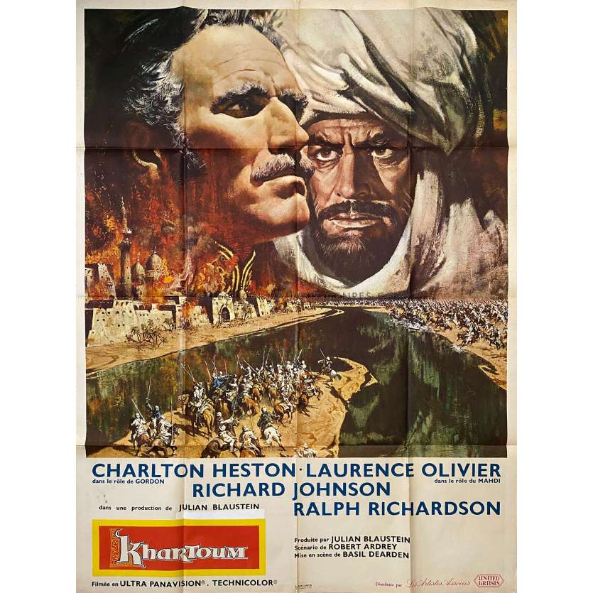 KHARTOUM Movie Poster- 47x63 in. - 1966 - Basil Dearden, Charlton Heston