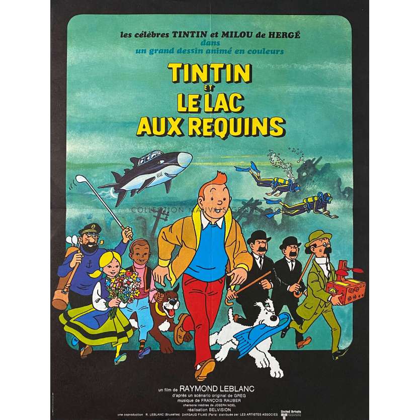 TINTIN ET LE LAC AUX REQUINS affiche de film- 40x54 cm. - 1972 - Jacques Balutin, Raymond Leblanc