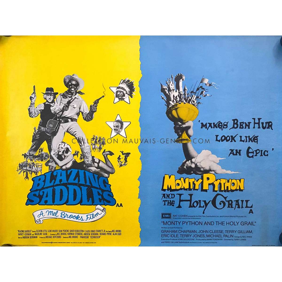 BLAZING SADDLES / HOLY GRAIL British Movie Poster - 30x40 in. - 1974