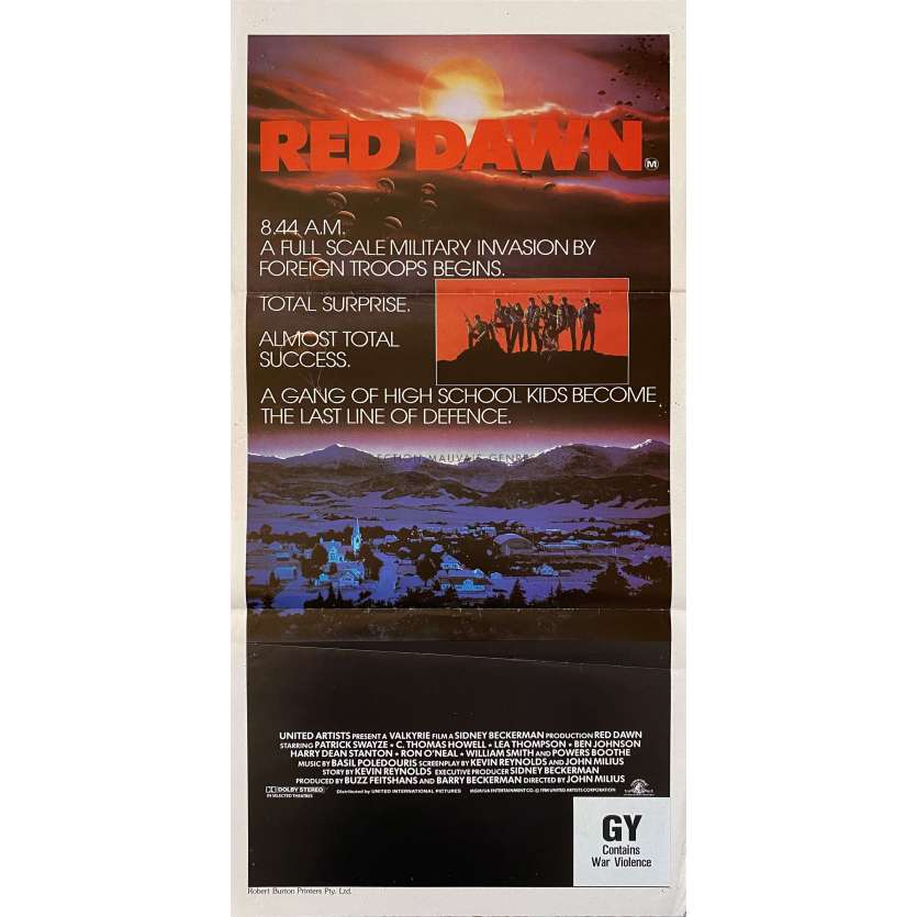 L'AUBE ROUGE Affiche de film- 33x78 cm. - 1984 - Patrick Swayze, John Milius
