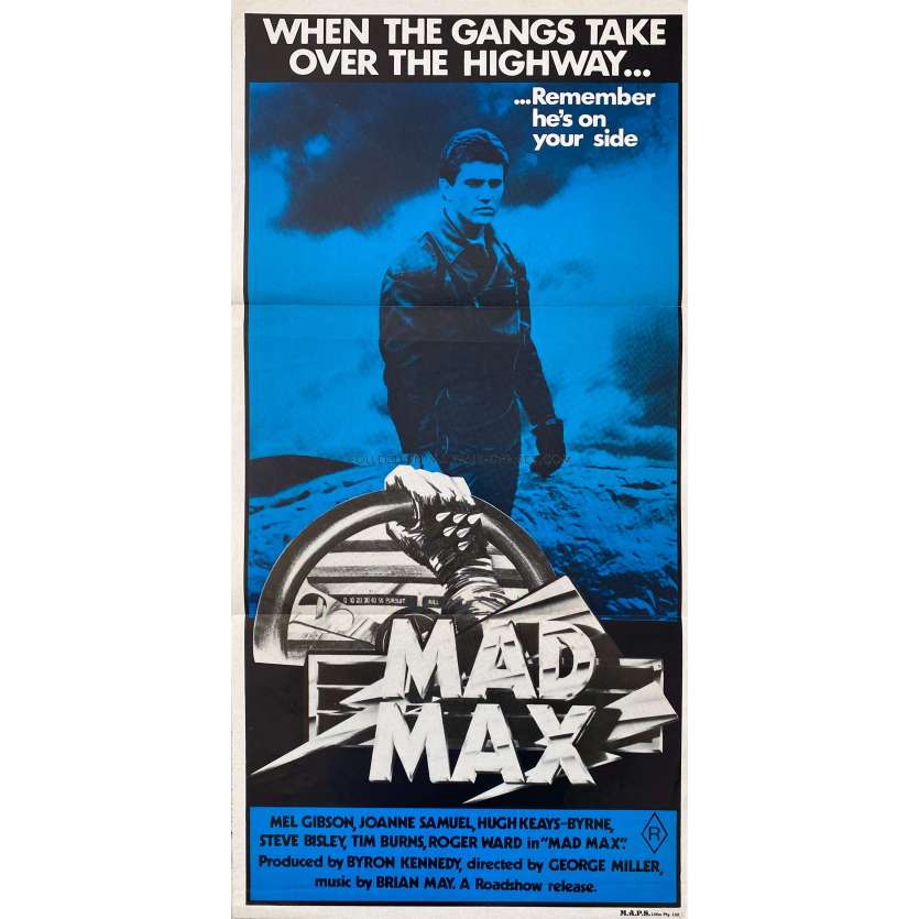 MAD MAX Affiche de film- 33x78 cm. - 1979/R1981 - Mel Gibson, George Miller