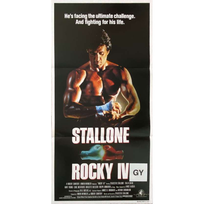 ROCKY 4 Affiche de film- 33x78 cm. - 1985 - Sylvester Stallone, Dolph Lundgren, Sylvester Stallone