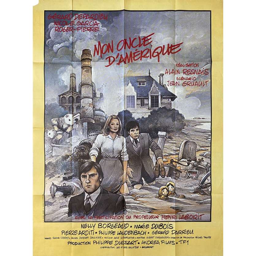 MY AMERICAN UNCLE Movie Poster- 47x63 in. - 1980 - Alain Resnais, Gérard Depardieu