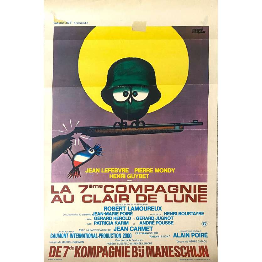 LA 7EME COMPAGNIE AU CLAIR DE LUNE affiche de film- 35x55 cm. - 1977 - Jean Lefebvre, Robert Lamoureux
