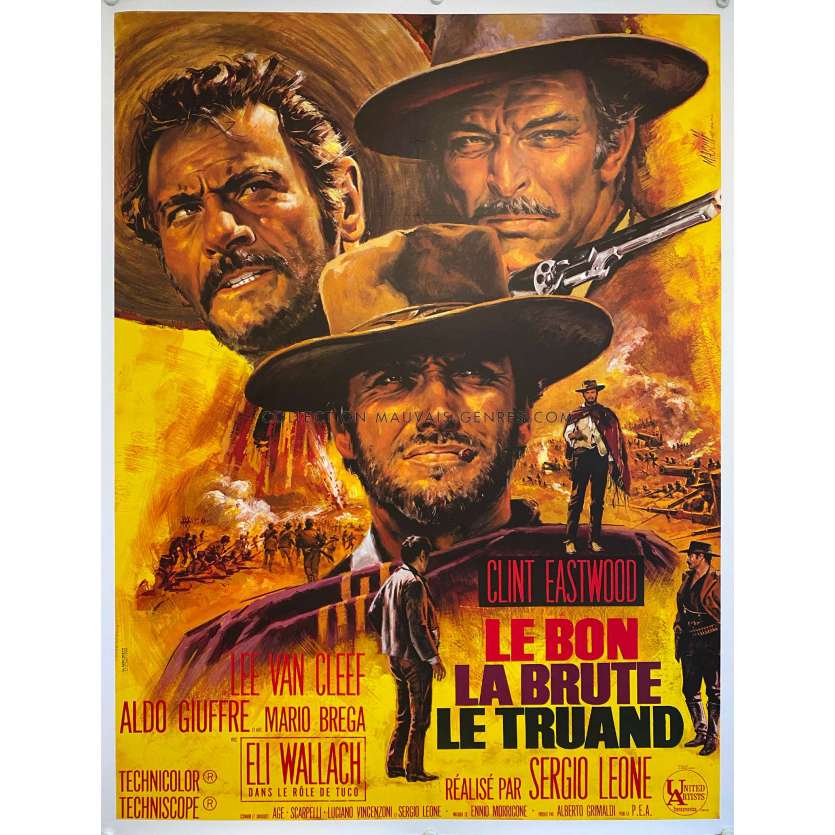 LE BON LA BRUTE ET LE TRUAND affiche de cinéma, 1ère Sortie - 1968 - 120x160cm - Sergio Leone, comme neuve