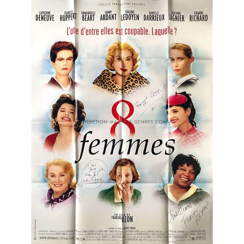 8 FEMMES Affiche signée- 120x160 cm. - 2002 - Fanny Ardant, François Ozon