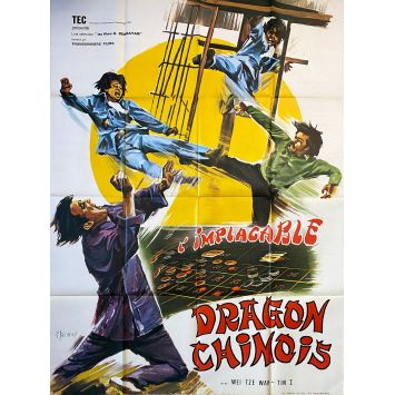 L'IMPLACABLE DRAGON CHINOIS Affiche de film- 120x160 cm. - 1973 - Karate, Kung Fu, Hong Kong 