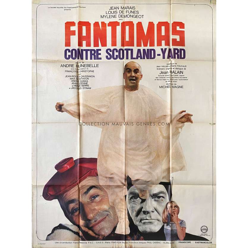 FANTOMAS CONTRE SCOTLAND YARD Affiche de film- 120x160 cm. - 1967 - Jean Marais, Louis de Funès, André Hunebelle