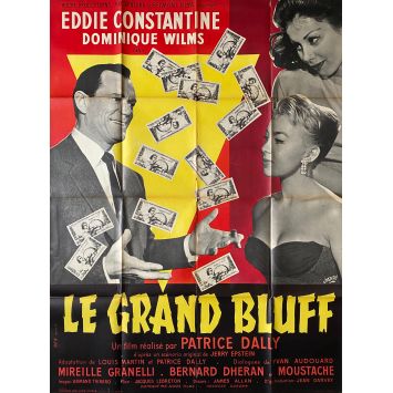 LE GRAND BLUFF Affiche de film Litho - 120x160 cm. - 1957 - Eddie Constantine, Patrice Dally