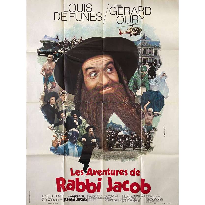 LES AVENTURES DE RABBI JACOB Affiche de film 1ere sortie. - 120x160 cm. - 1973 - Louis de Funès, Gérard Oury