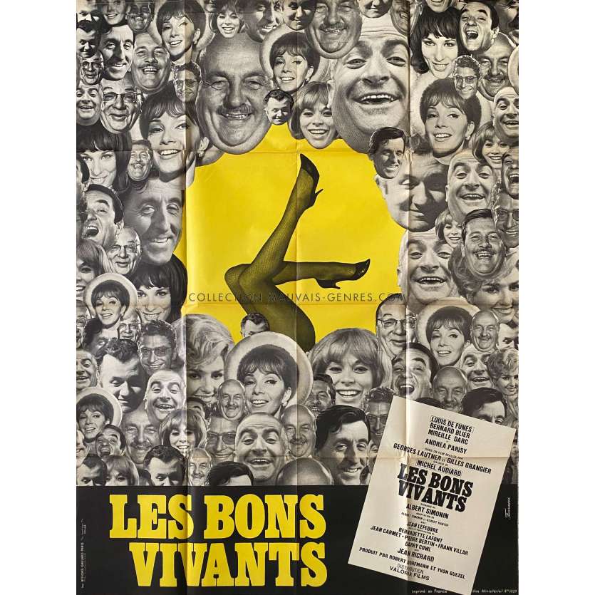 LES BONS VIVANTS Affiche de film- 120x160 cm. - 1965 - Louis de Funès, Mireille Darc, Georges Lautner