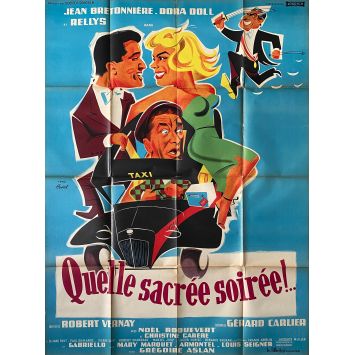 QUELLE SACRE SOIREE Movie Poster Litho - 47x63 in. - 1957 - Robert Vernay, Dora Doll