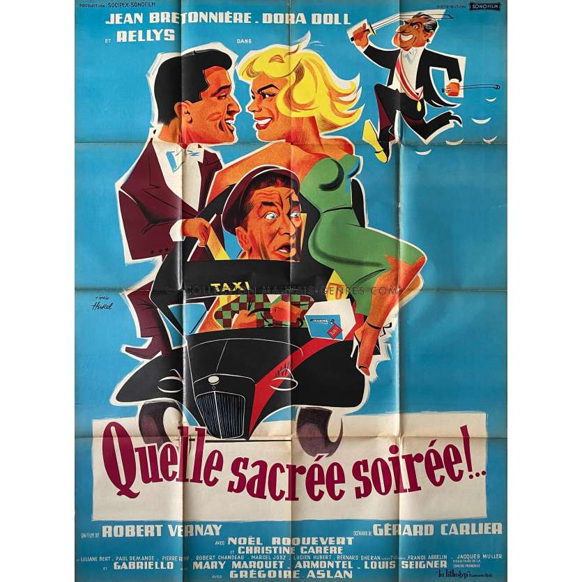 QUELLE SACRE SOIREE Movie Poster Litho - 47x63 in. - 1957 - Robert Vernay, Dora Doll