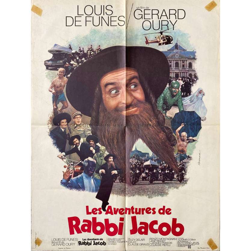 LES AVENTURES DE RABBI JACOB Affiche de film 1ere sortie. - 60x80 cm. - 1973 - Louis de Funès, Gérard Oury