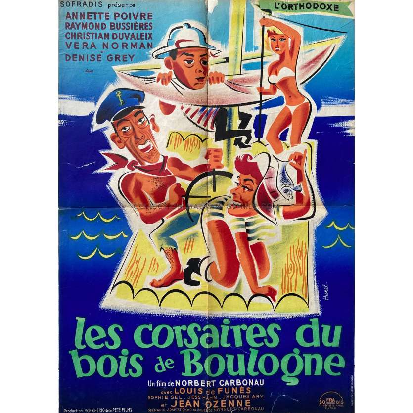 LES CORSAIRES DU BOIS DE BOULOGNE Affiche de film Litho - 60x80 cm. - 1954 - Raymond Bussière, Norbert Carbonnaux