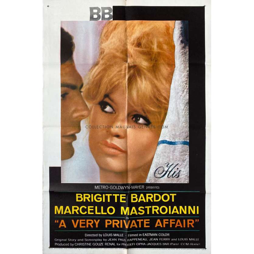 VIE PRIVEE Affiche de film- 69x104 cm. - 1962 - Brigitte Bardot, Louis Malle