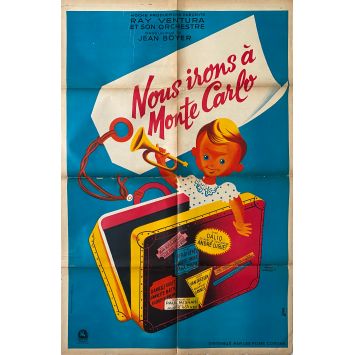 NOUS IRONS A MONTE CARLO Affiche de film- 80x120 cm. - 1951 - Audrey Hepburn, Jean Boyer