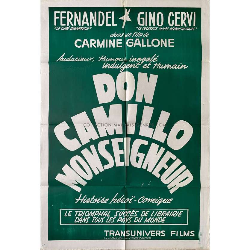 DOM CAMILLO MONSIGNORE Movie Poster- 32x47 in. - 1961 - Carmine Gallone, Fernandel, Gino Cervi