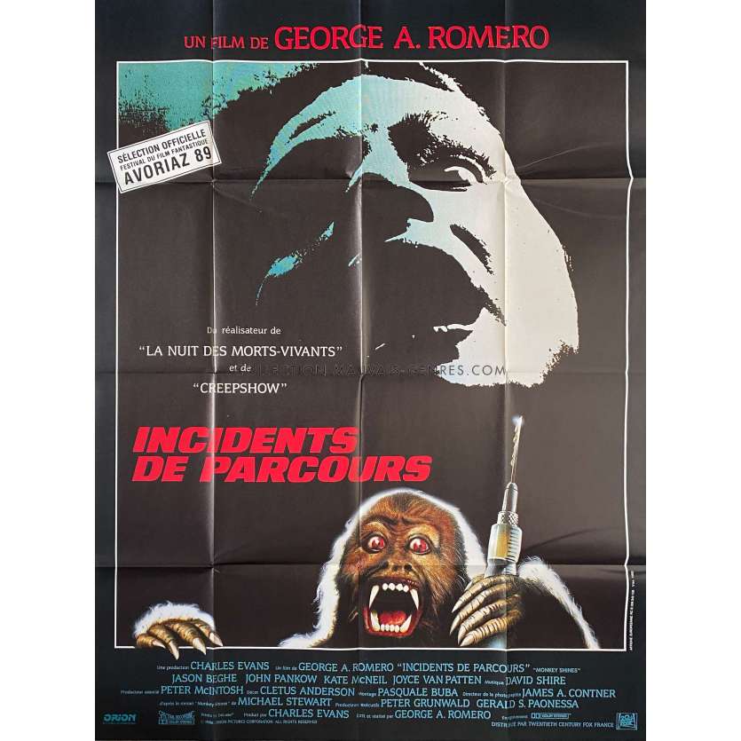 MONKEY SHINES Movie Poster- 47x63 in. - 1988 - George A. Romero, Jason Beghe